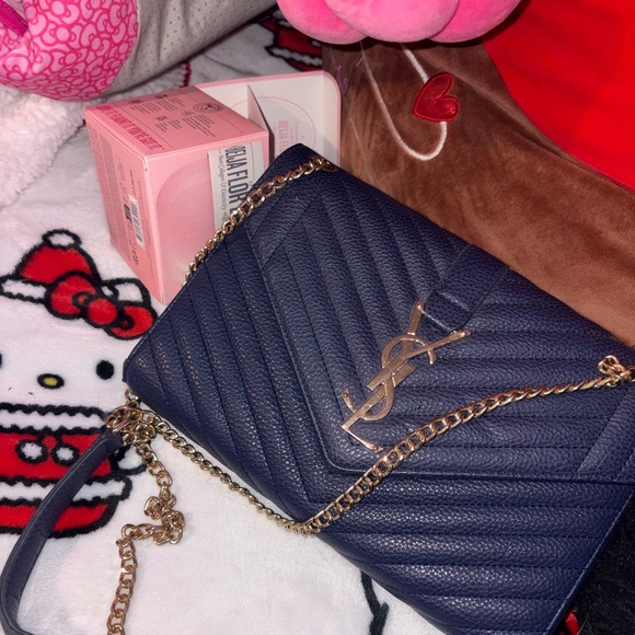 Yves Saint Laurent Dark Blue Quilted Clutch - Picture 3 of 3